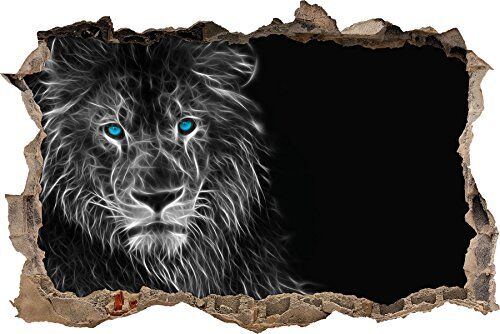 Pixxprint pixxp RINT WD 4833 _ 62 x 42 Dark 3D Astratto Leone svolta Adesivo da Parete 3D da Parete, in Vinile, Nero/Bianco, 62 x 42 x 0,02 cm