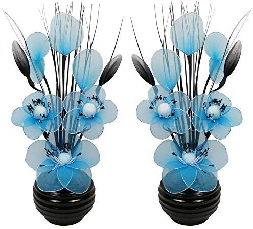 Creative Abbinabili coppia di acqua blu fiori artificiali in vaso nero, decorazioni per la tavola, accessori per la casa, regali, ornamenti, altezza 32 cm