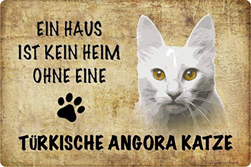 Schatzmix Targa in metallo con scritta "Gatto No Heim ohne Angora", decorazione da parete, 20 x 30 cm