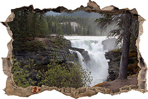 Pixxprint pixxp RINT 3D WD S1244 _ 92 x 62 gigantesca cascate in Foresta Mitten di Un ago svolta Adesivo da Parete 3D da Parete, in Vinile, Multicolore, 92 x 62 x 0,02 cm