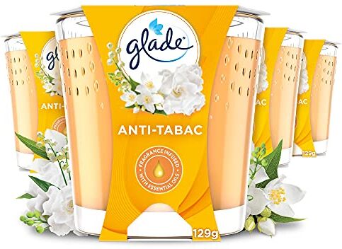 glade (Brise) Candela profumata in vetro, anti-tabac, durata fino a 30 ore, confezione da 4 (4 x 129 g)