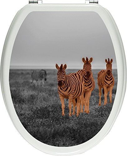 Pixxprint pixxp RINT 3D WCS 7677 32 x 40 Zebre nella Savana indiscreti Come Materiale Coperchio Adesivi, WC Coperchio WC, gläzendes, Nero/Bianco, 40 x 32 cm