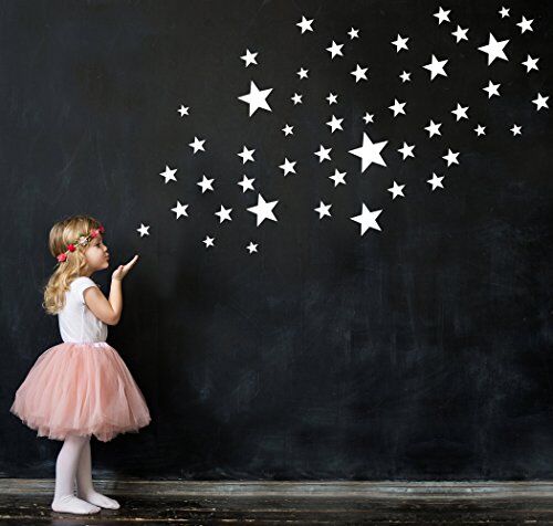 ELES VIDA Adesivo murale 50 stelle per la camera dei bambini set di adesivi murali colori pastello, cielo stellato per bambini da attaccare all'adesivo murale decorazione murale, bianca