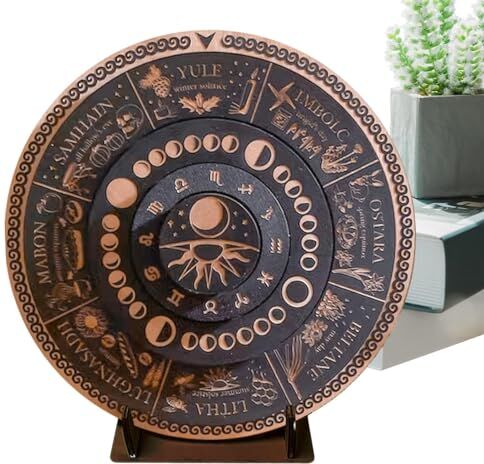 Generic Tavola ale con oroscopo, astrologia da parete incisa, cartello con supporto, calendario durevole con ruota dell'anno, decorazione del segno astrologico della rabdomanzia per bar, negozi, studi d