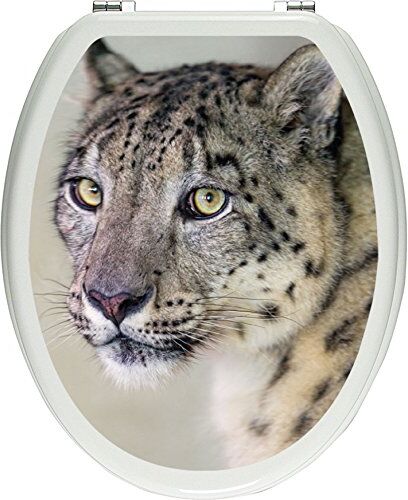 Pixxprint pixxp RINT 3D WCS 1769 _ 32 x 40 aufmerksamer Leopardo delle Nevi Come Materiale Coperchio Adesivi, WC Coperchio WC, gläzendes, Multicolore, 40 x 32 cm