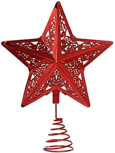 WeRChristmas -Decorazione per albero di Natale a forma di stella, in plastica, colore: rosso, 30 cm