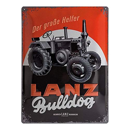 ART Targa Vintage Farmlands – Lanz Bulldog – Idea Regalo per Amanti dei trattori, in Metallo, Design Retro per Decorazione, 30 x 40 cm