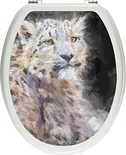 Pixxprint pixxp RINT 3D WCS 3899 _ 32 x 40 anmutiger Leopardo delle Nevi Come Materiale Coperchio Adesivi, WC Coperchio WC, gläzendes, Nero/Bianco, 40 x 32 cm