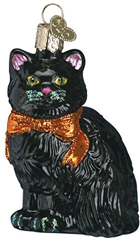 Old World Christmas Ornamento soffiato in vetro di Halloween Kitty per albero di Natale