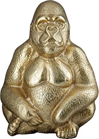 Gilde Statuetta decorativa a forma di animale, gorilla, arte moderna e decorazione in resina, colore: oro, altezza 27 cm