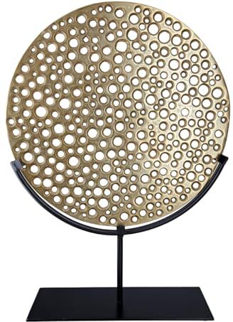 Gilde Scultura decorativa Hive, in alluminio su supporto in metallo, decorazione davanzale per soggiorno, regalo di Natale, compleanno, colore: oro, nero, altezza 42 cm