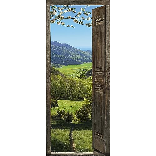 PLAGE Adesivo per pareti e Porte, Formato Grande, Trompe L'Oeil Porta-Mountain View, 204 x 83 cm