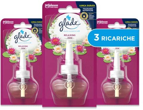 glade Diffusore di Oli Essenziali Elettrico, Ricarica, Fragranza Relaxing Zen, Confezione da 3 Ricariche, 20 ml