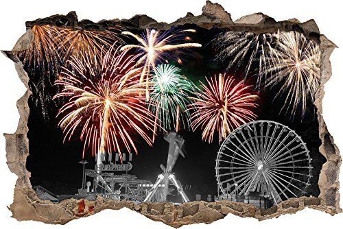 Pixxprint pixxp RINT 3D WD 5331 _ 62 x 42 Capodanno fuochi d' artificio svolta Adesivo da Parete 3D da Parete, in Vinile, Nero/Bianco, 62 x 42 x 0,02 cm