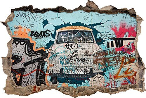 Pixxprint pixxp RINT 3D WD S2002 _ 92 x 62 Trabi Graffiti in svolta Adesivo da Parete 3D da Parete, Vinile, Colorata, 92 x 62 x 0,02 cm