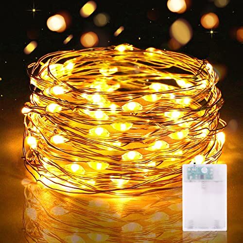 Vacoulery Luci LED a Batteria, 5M 50 LEDs Catene Luminose Luci a Stringa Micro LED Fata Ghirlanda Luminosa Impermeabile Decorative per Interni Esterni, Casa, Natale, DIY, Feste