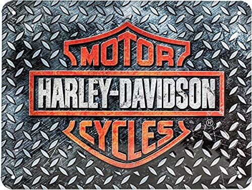 ART Targhe Vintage Harley-Davidson – Diamond Plate – Idea Regalo per Amanti di Moto, in Metallo, Design Retro per Decorazione, 15 x 20 cm