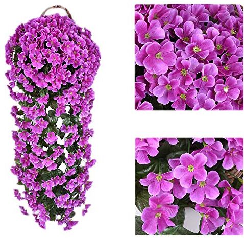 Samidy Ghirlanda di fiori artificiali in seta, da appendere, per casa, all'aperto, matrimonio, giardino, decorazione da parete (viola)