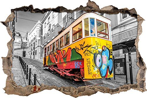 Pixxprint pixxp RINT 3D WD 5171 _ 92 x 62 Piccole besprühte S-Bahn di svolta Adesivo da Parete 3D da Parete, in Vinile, Nero/Bianco, 92 x 62 x 0,02 cm