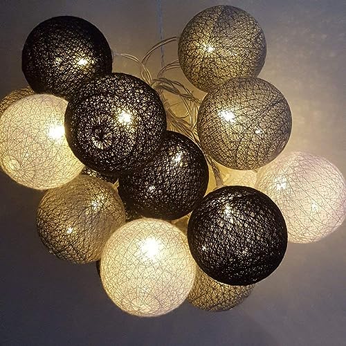 Ciskotu Ghirlanda Luminosa Cameretta Batteria, 3,3M 20 Sfere Cotone LED Catena Luminosa Interno, per Decorazione Della Luce Notturna Interna, Come Natale, Matrimonio, Festa, Stanza, Tenda