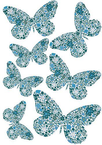 Plage Charming Butterfly Stickers 3D Decoration-Blue Liberty Trasparente [7 farfalle Between 8 x 6,5 cm e 14 x 11 cm], Plastica, 14 x 0,1 x 11 cm, 7 unità