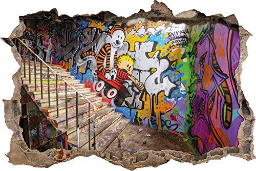 Pixxprint pixxp RINT 3D WD 2802 _ 62 x 42 Cooles Graffiti svolta da Parete 3D Adesivo in Vinile da Parete, Multicolore, 62 x 42 x 0,02 cm