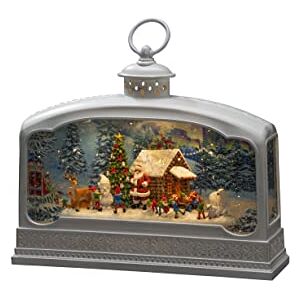 Konstsmide Decorazione natalizia a LED, palla di neve, renna di Babbo Natale e scena del villaggio, riempita d'acqua, con timer di 5 ore, funzionamento a batteria e USB, per interni, 3 x C 1,5 V (non Konstsmide Decorazione natalizia a LED, palla di neve, renna di Babbo Natale e scena del villaggio, riempita d'acqua, con timer di 5 ore, funzionamento a batteria e USB, per interni, 3 x C 1,5 V (non
