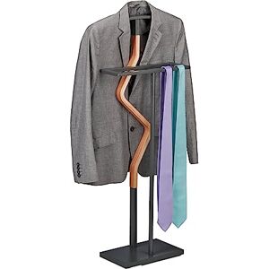 Relaxdays Servo Muto da Camera, 107x47,5x20 cm, Appendiabiti per Giacca Camicia e Pantalone, Acciaio MDF, Grigio Marrone Relaxdays Servo Muto da Camera, 107x47,5x20 cm, Appendiabiti per Giacca Camicia e Pantalone, Acciaio MDF, Grigio Marrone