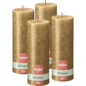 Bolsius Candela rustica a pilastro luccicante oro 19 cm Confezione da 4 Non gocciolante Candele non profumate 85 ore di combustione Bolsius Candela rustica a pilastro luccicante oro 19 cm Confezione da 4 Non gocciolante Candele non profumate 85 ore di combustione