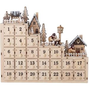 Bloomingville Calendario dell'Avvento Richie Lucchetto in compensato con illuminazione 24 cassetti da riempire Calendario dell'Avvento naturale 38 x 33 x 10 cm Bloomingville Calendario dell'Avvento Richie Lucchetto in compensato con illuminazione 24 cassetti da riempire Calendario dell'Avvento naturale 38 x 33 x 10 cm