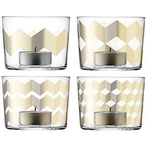 LSA International Chevron Portabugia, Altezza 6 cm, Oro, Assortiti, 4 Pezzi, Glass LSA International Chevron Portabugia, Altezza 6 cm, Oro, Assortiti, 4 Pezzi, Glass