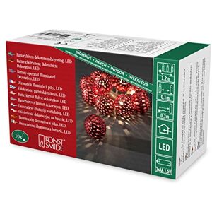 Konstsmide Ghirlanda luminosa a LED con sfere di metallo, 10 diodi bianchi caldi, 3 batterie AA da 1,5 V, cavo trasparente, colore rosso Konstsmide Ghirlanda luminosa a LED con sfere di metallo, 10 diodi bianchi caldi, 3 batterie AA da 1,5 V, cavo trasparente, colore rosso