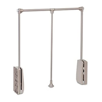 Emuca Appendiabito saliscendi per armadio, barra appendiabiti saliscendi,largo regolabile 830-1150mm, grigio pietra Emuca Appendiabito saliscendi per armadio, barra appendiabiti saliscendi,largo regolabile 830-1150mm, grigio pietra
