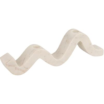 Bloomingville Portacandele a doppio cono in marmo Wave, bianco Bloomingville Portacandele a doppio cono in marmo Wave, bianco