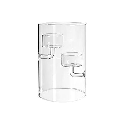 H&H Porta Tealight, Vetro, 2 Posti, cm10xH15 H&H Porta Tealight, Vetro, 2 Posti, cm10xH15