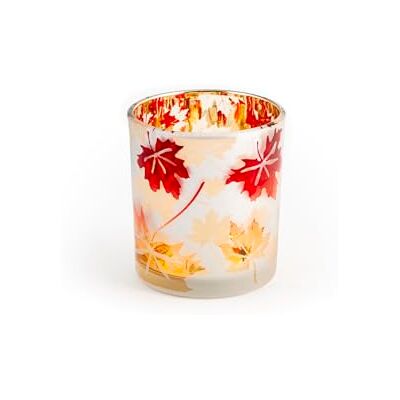 H&H Porta Tealight in Vetro, Decoro Acero Bianco, 7x8cm H&H Porta Tealight in Vetro, Decoro Acero Bianco, 7x8cm