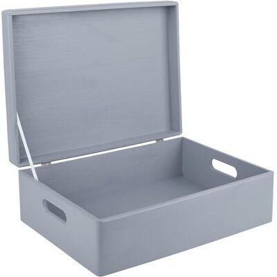 Creative Scatola XL in Legno Grigia, 40 x 30 x 14 cm Con coperchio e maniglie, per decoupage e decorazione, portaoggetti per documenti, attrezzi e giocattoli Creative Scatola XL in Legno Grigia, 40 x 30 x 14 cm Con coperchio e maniglie, per decoupage e decorazione, portaoggetti per documenti, attrezzi e giocattoli