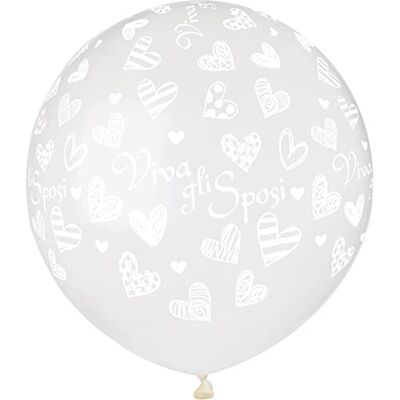 Ciao Busta 25 palloncini matrimonio "Viva gli Sposi" Crystal in lattice naturale Premium Quality G150 (Ø 48cm / 19"), trasparenti Ciao Busta 25 palloncini matrimonio "Viva gli Sposi" Crystal in lattice naturale Premium Quality G150 (Ø 48cm / 19"), trasparenti