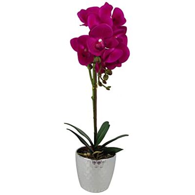 Leaf 50cm Orchidea Phalaenopsis Artificiale - Rosa Scuro Argento - Orchidea Artificiale Leaf 50cm Orchidea Phalaenopsis Artificiale - Rosa Scuro Argento - Orchidea Artificiale