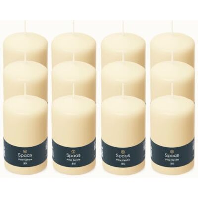 Spaas 12 Candele a Colonna, in Cera di paraffina, 60 x 100 mm, Colore: Avorio Spaas 12 Candele a Colonna, in Cera di paraffina, 60 x 100 mm, Colore: Avorio