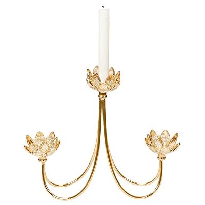 Fijalo - Candelabro 3 Candele Metallo Dorato/Vetro - Candelabro Fijalo - Candelabro 3 Candele Metallo Dorato/Vetro - Candelabro