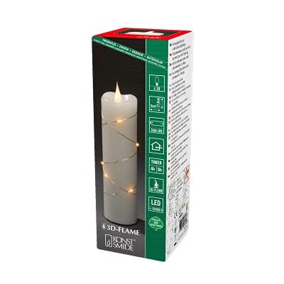 Konstsmide Candele a batteria senza fiamma sottili / 3D Living Light/funzionamento a batteria tremolante fiamma mobile/vera cera d'avorio/micro luci fatate, funzione timer 4 o 8 ore, 17,8 x 5 cm Konstsmide Candele a batteria senza fiamma sottili / 3D Living Light/funzionamento a batteria tremolante fiamma mobile/vera cera d'avorio/micro luci fatate, funzione timer 4 o 8 ore, 17,8 x 5 cm