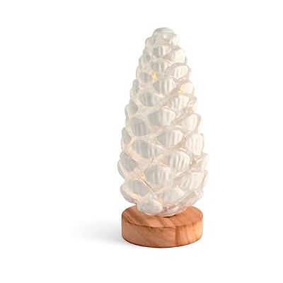 H&H Natale Pigna in Vetro con Led, Altezza 21cm, Decorazione Natalizia H&H Natale Pigna in Vetro con Led, Altezza 21cm, Decorazione Natalizia