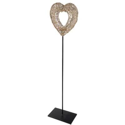 Gilde Candelabro Golden Heart in ferro, colore oro opaco, altezza 102 cm x larghezza 24 cm, a forma di cuore Gilde Candelabro Golden Heart in ferro, colore oro opaco, altezza 102 cm x larghezza 24 cm, a forma di cuore