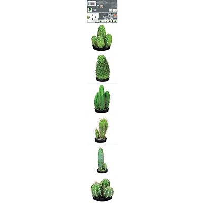 PLAGE Cactus Decorazione Adesiva per Piastrelle, Vinile, Verde, 15 x 3 x 15 cm, 6 Pezzi PLAGE Cactus Decorazione Adesiva per Piastrelle, Vinile, Verde, 15 x 3 x 15 cm, 6 Pezzi