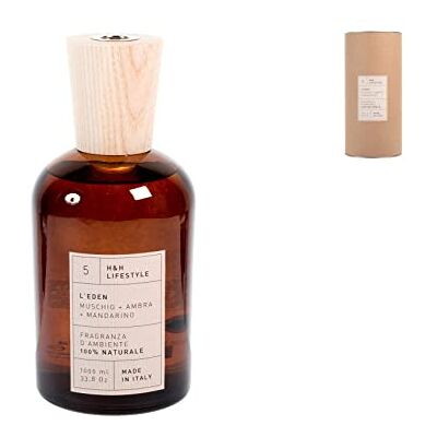 H&H Diffusore per Ambiente Muschio, Ambra e Mandarino 1L, Flacone in Vetro Ambrato, Profumo Naturale e Persistente, Atmosfera Calda e Avvolgente, Made in Italy (Bastoncini Non Inclusi) H&H Diffusore per Ambiente Muschio, Ambra e Mandarino 1L, Flacone in Vetro Ambrato, Profumo Naturale e Persistente, Atmosfera Calda e Avvolgente, Made in Italy (Bastoncini Non Inclusi)