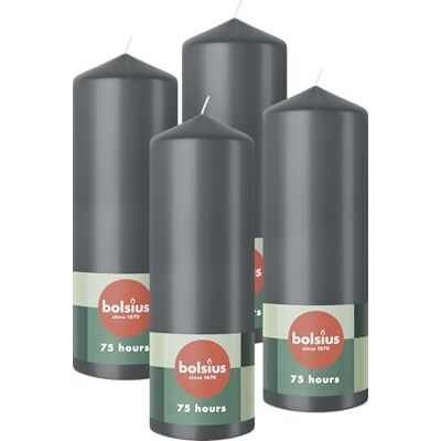Bolsius Candele a colonna antracite confezione da 4 pezzi 20 x 7 cm Bolsius Candele a colonna antracite confezione da 4 pezzi 20 x 7 cm