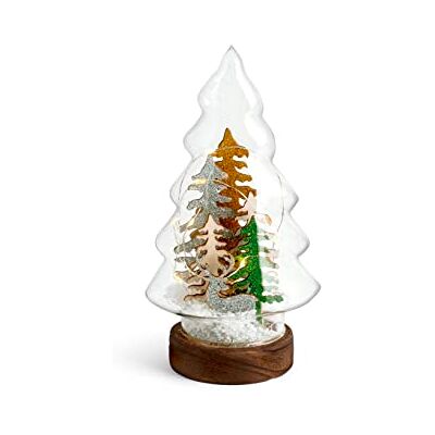H&H Natale Albero in Vetro con Led, Altezza 21cm, Decorazione Natalizia H&H Natale Albero in Vetro con Led, Altezza 21cm, Decorazione Natalizia