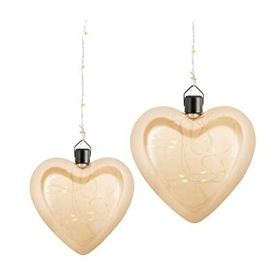 H&H Confezione 2 cuori in vetro led da appendere 15/18 CP H&H Confezione 2 cuori in vetro led da appendere 15/18 CP