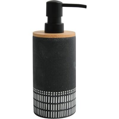 Spirella Dispenser di Sapone poliresina e bambù Yuma Grigio Scuro e Bianco Spirella Dispenser di Sapone poliresina e bambù Yuma Grigio Scuro e Bianco